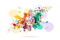 Abstract colored flower background with music tunes