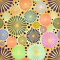 Abstract colored flowers on golden background