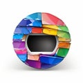 an abstract colored glass sphere with a black screen in the center Royalty Free Stock Photo