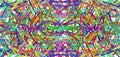 Abstract of colored lines connected by pins, very very complicated connection, understanding algorithms process concept.
