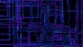Abstract colored lines on a dark background. Growing public transport network. Colorful metro diagram, railway transport