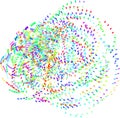 Abstract colored motion, particle or random shape pattern. Dust, design, texture & mosaic. Royalty Free Stock Photo