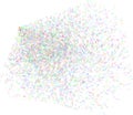 Abstract colored motion, particle or random shape pattern. Effect, backdrop, mosaic & vector. Royalty Free Stock Photo