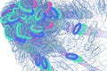 Abstract colored motion, particle or random shape pattern. Web, messy, texture & motion . Royalty Free Stock Photo