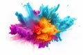 Abstract colored paint explosion isolated on white background. Colorful cloud of ink, Explosion of colored powder on a white Royalty Free Stock Photo