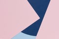 Abstract colored paper texture background. Minimal geometric shapes and lines in pastel blue, light pink and navy