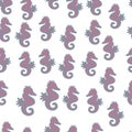 Seahorse seamless pattern background