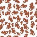 Seamless pattern with underwater animals: seahorse