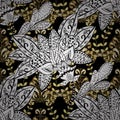 Christmas gold snowflake seamless pattern Royalty Free Stock Photo