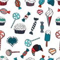 Seamless pattern with watercolor sweets candies