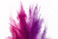 Abstract of colored powder explosion on white background. Freeze