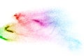 Abstract colored sand splash on white background. Color dust explode on background Royalty Free Stock Photo