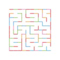 Abstract colored simple isolated labyrinth. Rainbow colors on a white background. An interesting game for children. Simple flat