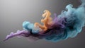 Abstract colored smoke on a gray background 3d rendering 3d illustration Royalty Free Stock Photo