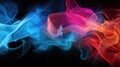 Abstract colored smoke waves creating textured splashes against a black backdrop, Ai Generated Royalty Free Stock Photo