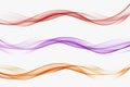 Abstract colored wave set. Colored smoke wave. Transparent color wave. Wavy design, pattern. Royalty Free Stock Photo