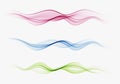 Abstract colored wave set. Colored smoke wave. Transparent color wave. Wavy design, pattern. Royalty Free Stock Photo