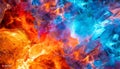 colorful abstract cold ice pieces melting in hot fire flame, blue red display background, concept, generative ai Royalty Free Stock Photo