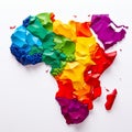 abstract colorful African continent map illustration is a vibrant and artistic representation of cartography