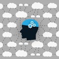 Machine Learning, Artificial Intelligence, Cloud Computing and Networks Design Concept with Human Head Royalty Free Stock Photo