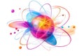 Abstract Colorful Atomic Structure with Swirling Lines and Orbits