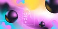 Abstract colorful background banner design with 3d spheres dynamic waves