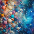 Abstract colorful background with circles and stars. 3d render illustration.