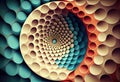 Abstract colorful background with concentric circles. Generative AI