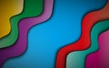 Abstract colorful background with diagonal waves. Wavy colored paper