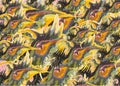 Abstract colorful background with eyes and floral motifs for textiles or fabrics Royalty Free Stock Photo