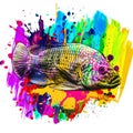 Abstract colorful background with fish in the aquarium Royalty Free Stock Photo