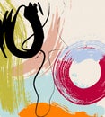 abstract colorful background, illustration with lines, circle, waves, paint strokes and splashes,grungy