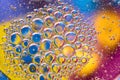 Abstract colorful Background Oil in Water surface Foam of Soap with Bubbles macro shot close-up