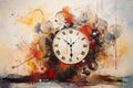 abstract colorful background with old clock and grunge texture, time concept, AI Generated Royalty Free Stock Photo