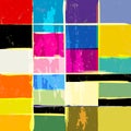 Abstract colorful background pattern, with squares, lines, paint strokes and splashes, design template Royalty Free Stock Photo