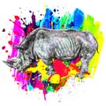 Abstract colorful background with Rhinoceros on a bright abstract background Royalty Free Stock Photo