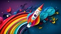 abstract colorful background with space rocket, vector illustration eps10 Royalty Free Stock Photo