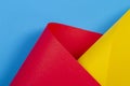 Abstract colorful background. Yellow red blue color paper in geometric shapes Royalty Free Stock Photo