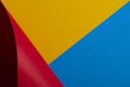 Abstract colorful background. Yellow red blue color paper in geometric shapes Royalty Free Stock Photo