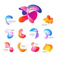 Abstract colorful bending shapes set. vector colored paint logos collection. Unusual bright color effect design