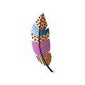 Abstract colorful bird feather with orange color, black dots Royalty Free Stock Photo