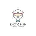 Abstract colorful bird fly logo design in style minimalist line and outline, parrot logo, exotic bird, icon, vector Royalty Free Stock Photo