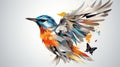 abstract colorful bird with wings on white background Royalty Free Stock Photo