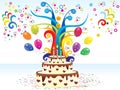 Abstract colorful birthday background with cake Royalty Free Stock Photo