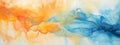 Abstract colorful blue orange complementary color art painting illustration texture - watercolor swirl waves Generative AI