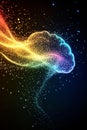 Abstract Colorful Brainwave, A Harmonious Blend of Art and Brain Science in Synthwave Colors