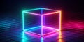 abstract colorful bright neon cube and glowing block background Creative AI