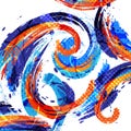 Abstract and Colorful Brush Background. Blue and Orange Grunge Background. Sport Banner