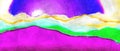 Abstract colorful brush strokes oil art mountains with rising sun Royalty Free Stock Photo