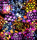 abstract colorful bubbles on black background, drops dotted texture bright kids wallpaper vector illustration